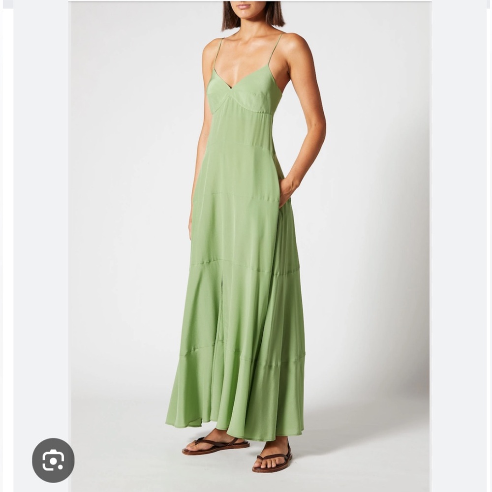 Scanlan Theodore Light Green Silk Maxi Dress